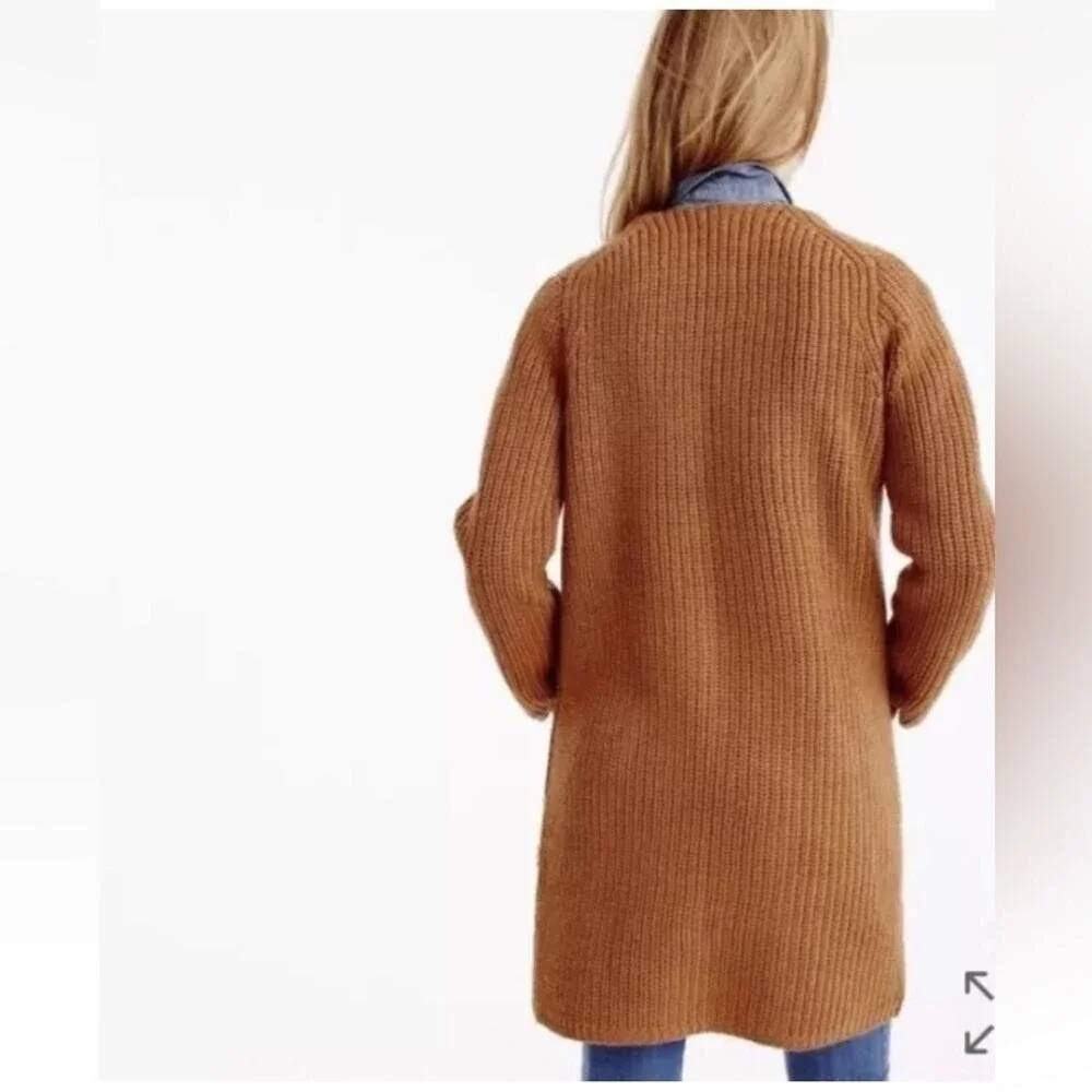J.Crew Collection Double Breasted Brown Knit Sweater Jacket Cardigan Coatigan S